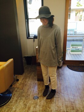 「しまむら（シマムラ）のアイテム（パンツ）」を使った、秋谷 幸代さん（レディース・165cm）の冬コーディネート