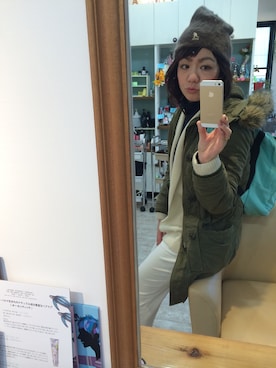 「アイテム（モッズコート）」を使った、秋谷 幸代さん（レディース・165cm）の冬コーディネート