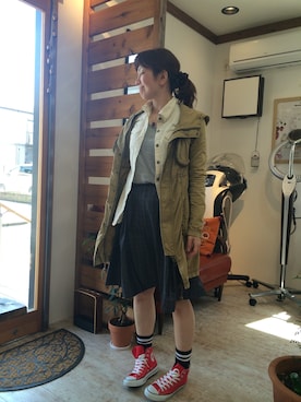 「コンバース ハイカット」｜秋谷 幸代さん（メンズ・164cm）の春コーディネート