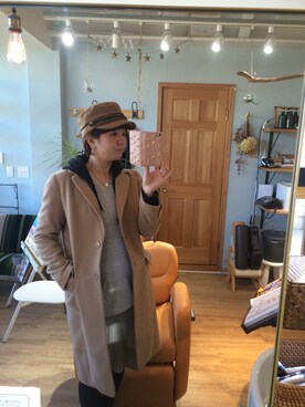 「アイテム（キャスケット）」を使った、秋谷 幸代さん（レディース・165cm）の秋コーディネート