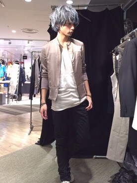 「SRIVER」｜「アイテム（ブルゾン）」を使った、藤木亮介さん（メンズ・174cm）の春コーディネート