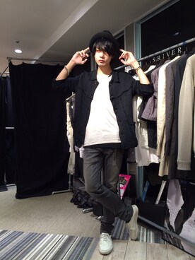 「SRIVER」｜「アイテム（ブルゾン）」を使った、藤木亮介さん（メンズ・174cm）の春コーディネート