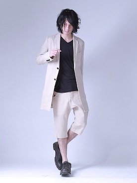 「SRIVER」｜「アイテム（その他アウター）」を使った、藤木亮介さん（メンズ・174cm）の春コーディネート