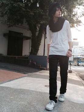 「SRIVER」｜「アイテム（アクセサリー）」を使った、藤木亮介さん（メンズ・174cm）の春コーディネート