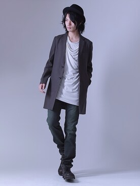 「SRIVER」｜「アイテム（その他アウター）」を使った、藤木亮介さん（メンズ・174cm）の夏コーディネート