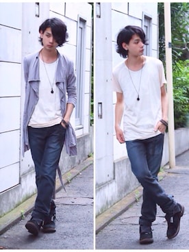 「SRIVER」｜「アイテム（アクセサリー）」を使った、藤木亮介さん（メンズ・174cm）の夏コーディネート