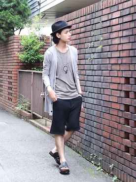 「SRIVER」｜「アイテム（アクセサリー）」を使った、藤木亮介さん（メンズ・174cm）の夏コーディネート