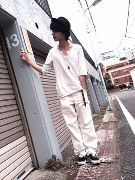「SRIVER」｜「アイテム（アクセサリー）」を使った、藤木亮介さん（メンズ・174cm）の夏コーディネート