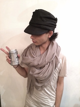 「SRIVER」｜「アイテム（キャップ）」を使った、藤木亮介さん（メンズ・174cm）の夏コーディネート