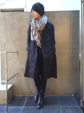「SRIVER」｜「アイテム（帽子）」を使った、藤木亮介さん（メンズ・174cm）の秋コーディネート
