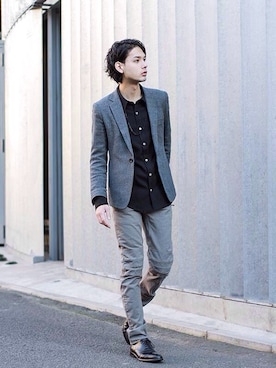 「SRIVER」｜「アイテム（アクセサリー）」を使った、藤木亮介さん（メンズ・174cm）の冬コーディネート