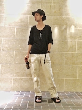 「SRIVER」｜藤木亮介さん（メンズ・174cm）の夏コーディネート