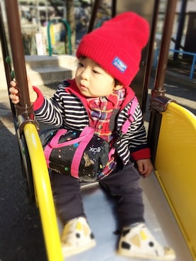 「タータンチェック」｜せいたん☺︎さん（キッズ・70cm）の春コーディネート