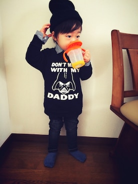 「スウェット×シャツ」｜せいたん☺︎さん（キッズ・80cm）の冬コーディネート