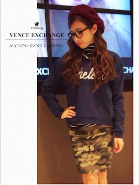 「VENCEEXCHANGE（ヴァンスエクスチェンジ）のアイテム（ハンチング/ベレー帽）」を使った、阪田 千鶴さん（レディース・157cm）の冬コーディネート
