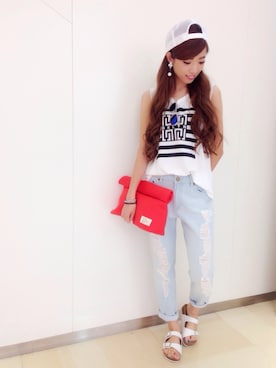 阪田 千鶴さん（レディース・157cm）の夏コーディネート