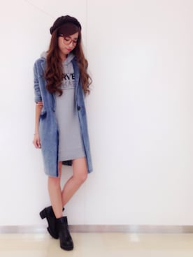「VENCEEXCHANGE（ヴァンスエクスチェンジ）のアイテム（ハンチング/ベレー帽）」を使った、阪田 千鶴さん（レディース・157cm）の秋コーディネート