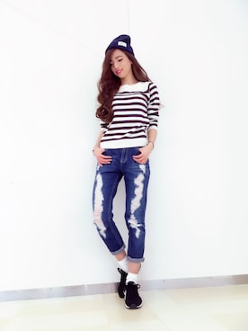 阪田 千鶴さん（レディース・157cm）の冬コーディネート