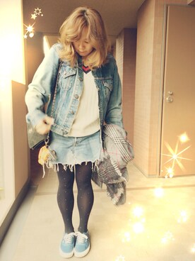 「Levi's（リーバイス）のアイテム（その他アウター）」を使った、コバヤシ   トシノさん（レディース・158cm）の春コーディネート