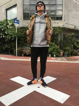 「アイテム（ダウンベスト、その他）」を使った、フジオさん（メンズ・176cm）の秋コーディネート