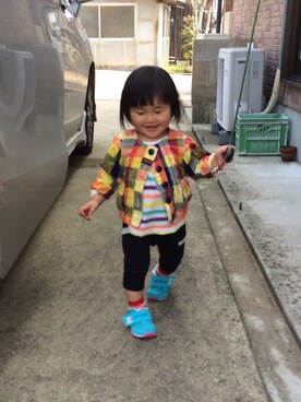 「ボーダーTシャツ」｜mocαpさん（キッズ・80cm）の春コーディネート