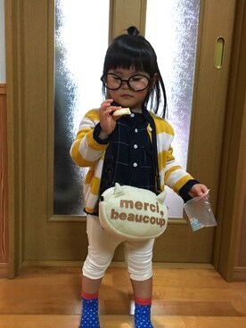 「mercibeaucoup,（メルシーボークー）のアイテム」を使った、mocαpさん（キッズ・80cm）の冬コーディネート