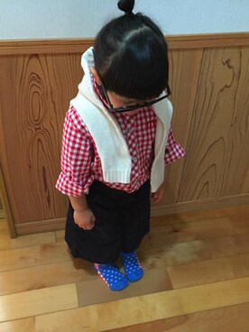 「プロデューサー巻き」｜「アイテム（その他）」を使った、mocαpさん（キッズ・80cm）の春コーディネート