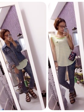 「Abercrombie&Fitch（アバークロンビーアンドフィッチ）のアイテム（タンクトップ）」を使った、洪苡慈さん（レディース・158cm）の夏コーディネート