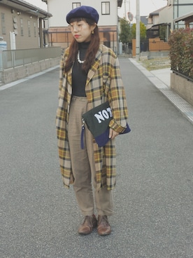 「アイテム（クラッチバッグ、グレー系）」を使った、moootuさん（レディース・166cm）の冬コーディネート