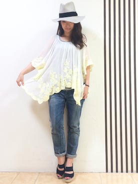 「グレーハット」｜Jines _Officialさん（レディース・158cm）の夏コーディネート
