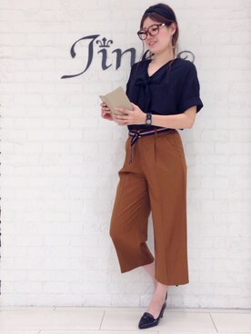 「Jines（ジネス）のアイテム（パンツ）」を使った、Jines _Officialさん（レディース・160cm）の夏コーディネート