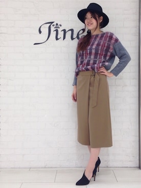 「Jines（ジネス）のアイテム」を使った、Jines _Officialさん（レディース・160cm）の秋コーディネート