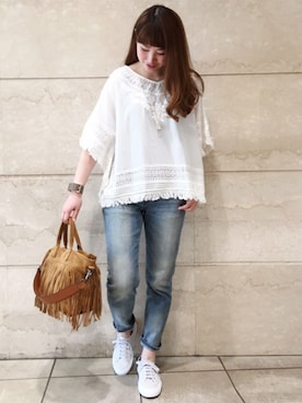 「Jines（ジネス）のアイテム」を使った、Jines _Officialさん（レディース・163cm）の春コーディネート