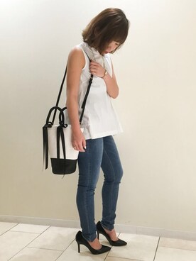 「Jines（ジネス）のアイテム（パンツ）」を使った、Jines _Officialさん（レディース・158cm）の夏コーディネート