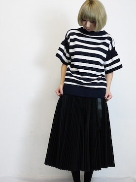 「ボーダーニット」｜CROMAGNONさん（レディース・160cm）の冬コーディネート