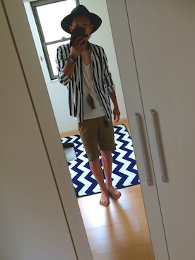 「COMME CA DU MODE（コムサデモード）のアイテム（帽子）」を使った、Yuta Takebayashiさん（メンズ・168cm）の夏コーディネート