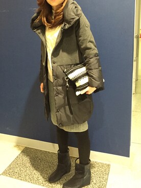 「FRAY I.D（フレイアイディー）のアイテム（クラッチバッグ）」を使った、ちーさん（レディース・166cm）の冬コーディネート