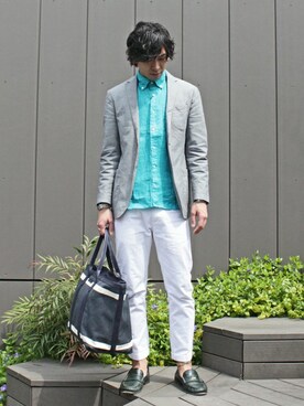 HIROさんの「SOLID LINEN SHIRT」を使ったコーディネート