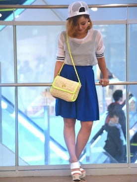 「ジャパンブルー」｜「アイテム（サンダル）」を使った、MihOさん（レディース・148cm）の夏コーディネート