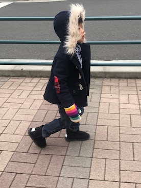 「ZARA KIDSのアイテム（ピーコート）」を使った、fumiさん（キッズ・100cm）の秋コーディネート