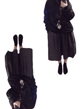 「タータンチェック」｜KIKOCHANNNNさん（レディース・156cm）の冬コーディネート