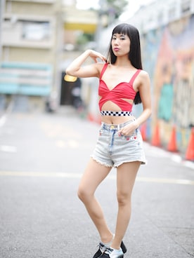 「厚底」｜モデルTOKOさん（レディース・155cm）の冬コーディネート