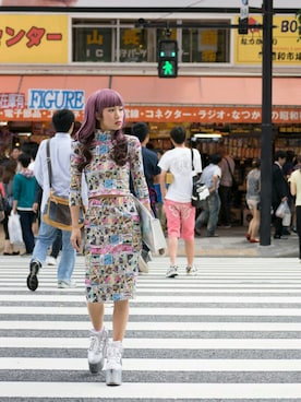 「厚底」｜モデルTOKOさん（レディース・155cm）の夏コーディネート