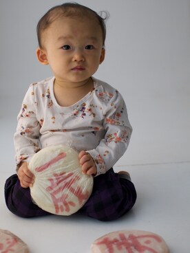 「babyGAP（babyGAP）のアイテム（Tシャツ/カットソー、ホワイト系）」を使った、るみゅさん（キッズ）の夏コーディネート
