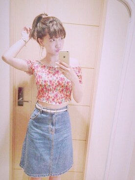 「ショッピング」｜「アイテム（その他トップス）」を使った、河西里音さん（レディース・163cm）の夏コーディネート