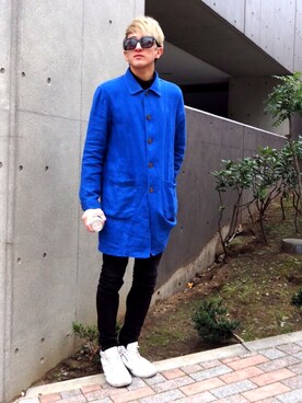 「NO ID.（ノーアイディ）のアイテム（スラックス）」を使った、SHINGOさん（メンズ・176cm）の春コーディネート