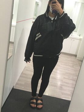 「オルチャンファッション」｜「アイテム（ナイロンジャケット）」を使った、사쿠라⊿さん（レディース・168cm）の夏コーディネート