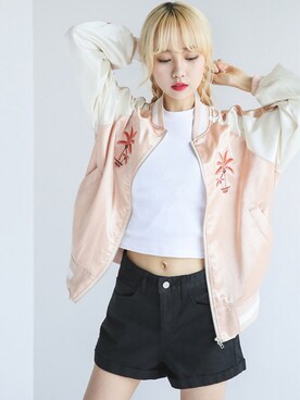 「オルチャンファッション」｜「アイテム（ブルゾン）」を使った、seoulbananaさん（レディース・163cm）の春コーディネート