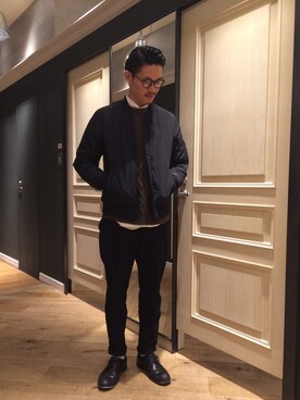 「アイテム（MA-1）」を使った、石金弘也さん（メンズ・176cm・10代）の秋コーディネート
