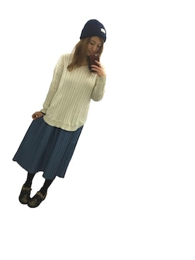 「アイテム（ニットキャップ/ビーニー）」を使った、YVEさん（レディース・160cm・30代）の春コーディネート